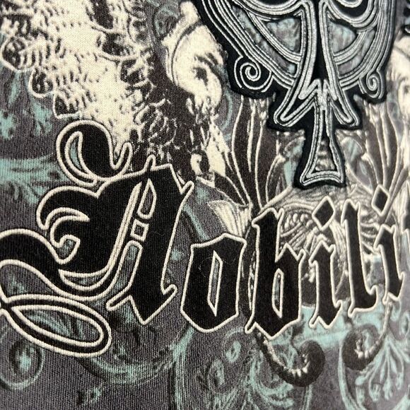 🔥🔥 NOBILITY Affliction Y2K Dark Gray Graphic Grunge Tee Men Size XL - EXCELLEN - Picture 6 of 10